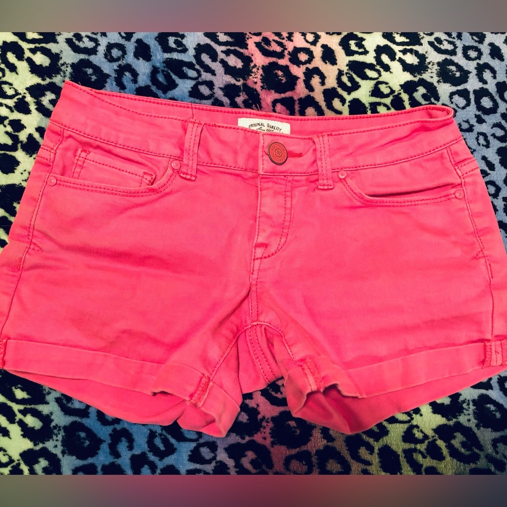 Aeropostale neon pink low rise jean shorts